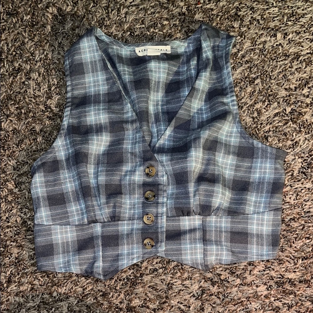 Aeropostale Blue and Gray Button Down Shirt